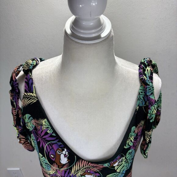 BUC-EE’S Women’s Flounce Tank Top Tie Straps Palm All Over Print Flowy Vacation - Picture 5 of 11